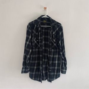 Dark Green & White Plaid Button-Down Shirt - Unbranded